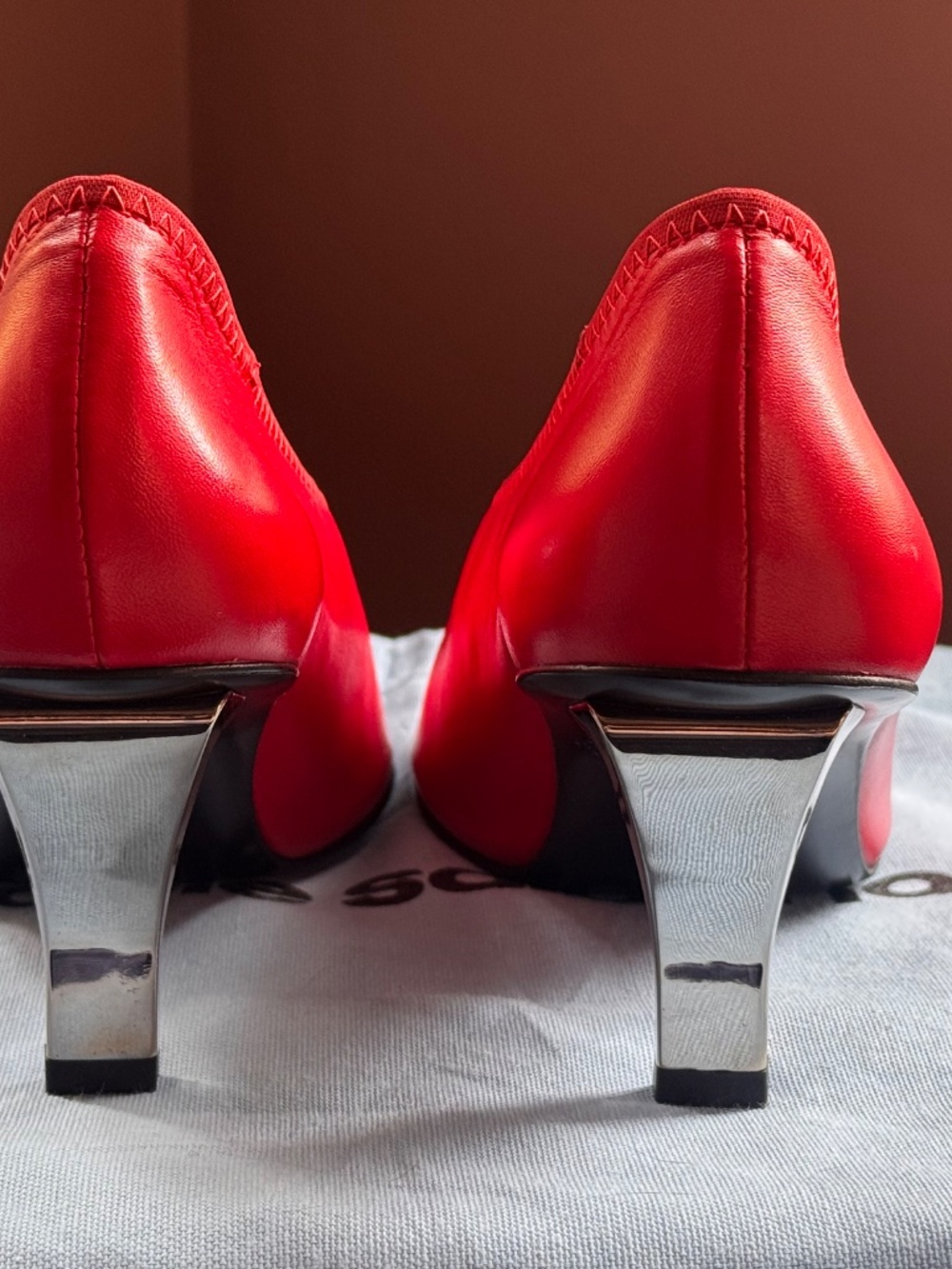 NICOLE SALDAÑA Red Harper Leather Heels - Picture 6 of 10